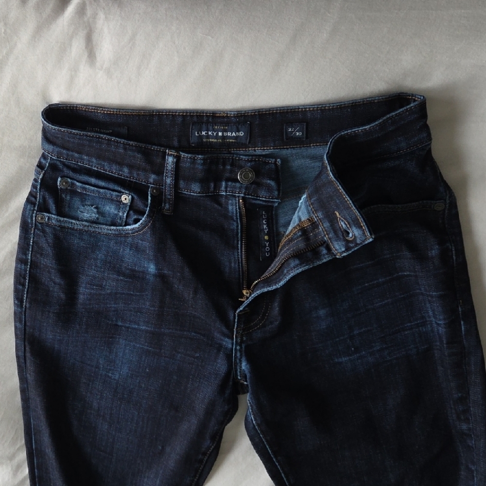 Lucky Brand Men's Jeans 221 Straight 32x29 Blue Denim Alterations Original Hem